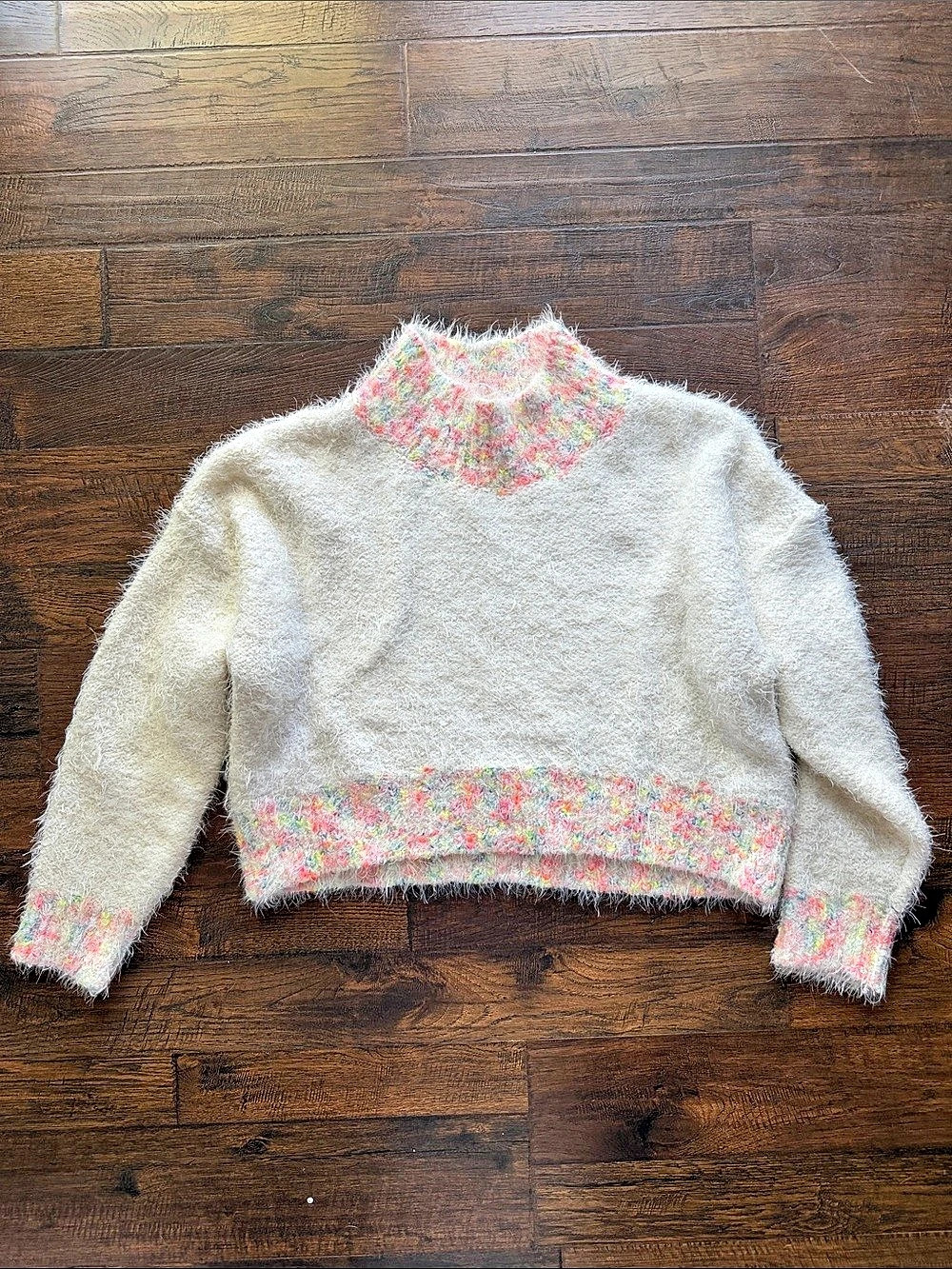 Sandro Cream Multicolor Trim Sweater
